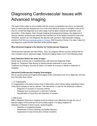 Diagnosing Cardiovascular Issues with Advanced Imaging