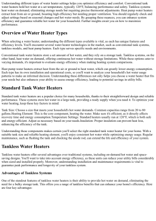 Understanding Different Types of Water Heater Settings