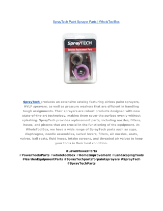 SprayTech Paint Sprayer Parts _ WholeToolBox
