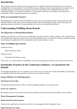 Sustainable Practices in the Conferences Market: A Concentrate On Rentals
