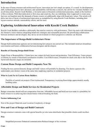 “Exploring Architectural Innovation with Keechi Creek Builders.”