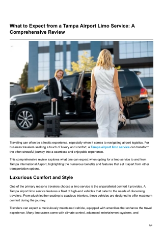 What to Expect from a Tampa Airport Limo Service A Comprehensive Review