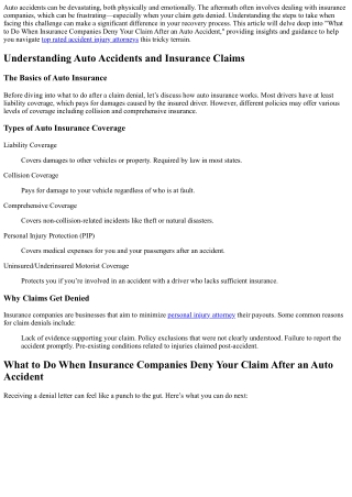 “What to Do When Insurance Companies Deny Your Claim After an Auto Accident”