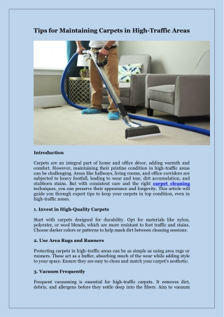 Tips for Maintaining Carpets in High-Traffic Areas