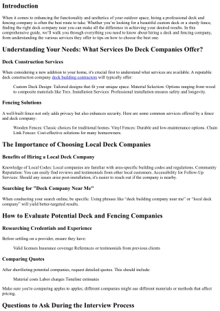 The Ultimate Guide to Hiring a Deck and Fencing Company Near You