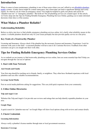“Tips for Finding Reliable Emergency Plumbing Services Online”