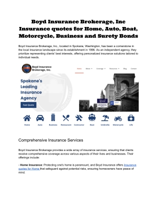 Boyd Insurance Brokerage, Inc Insurance quotes for Home, Auto, Boat, Motorcycle, Business and Surety Bonds