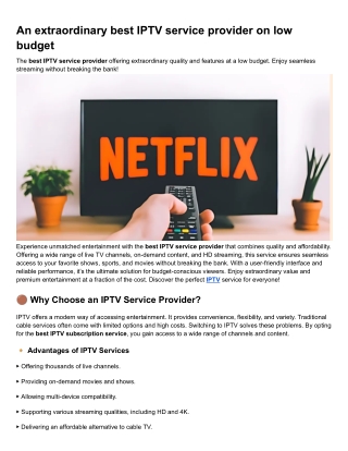 An extraordinary best IPTV service provider on low budget