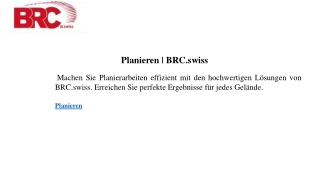 Planieren | BRC.swiss