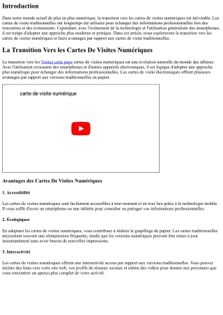 “La Transition Vers les Cartes De Visites Numériques”