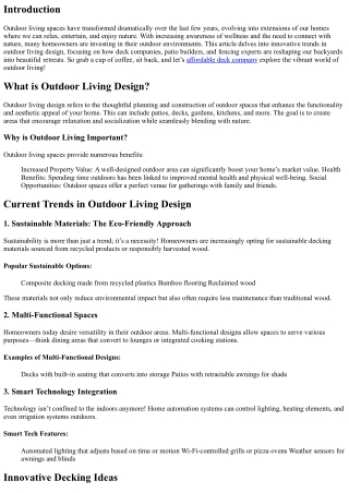 “Exploring Innovative Trends in Outdoor Living Design”