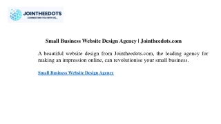 Small Business Website Design Agency Jointheedots.com