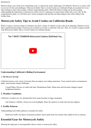 “Motorcycle Safety Tips to Avoid Crashes on California Roads”
