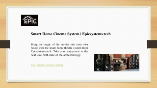Smart Home Cinema System | Epicsystems.tech