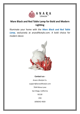 Mare Black and Red Table Lamp for Bold and Modern Lighting