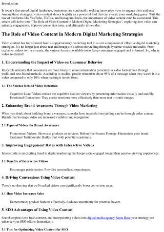 “The Role of Video Content in Modern Digital Marketing Strategies”