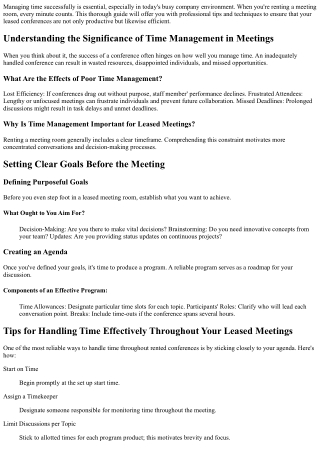 Tips for Handling Time Efficiently During Your Leased Meetings