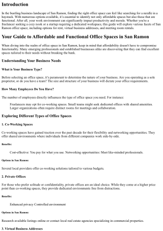 Your Guide to Affordable and Practical Office Spaces in San Ramon