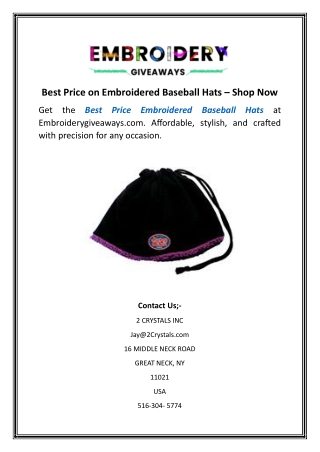 Best Price on Embroidered Baseball Hats