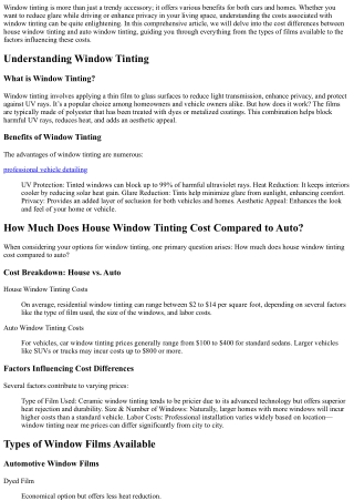 How Much Does House Window Tinting Cost Compared to Auto?