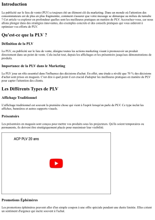 Quelles Sont les Meilleures Pratiques en matière de PLV ?