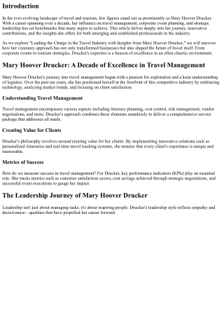 “Leading the Charge in the Travel Industry with Insights from Mary Hoover Drucke