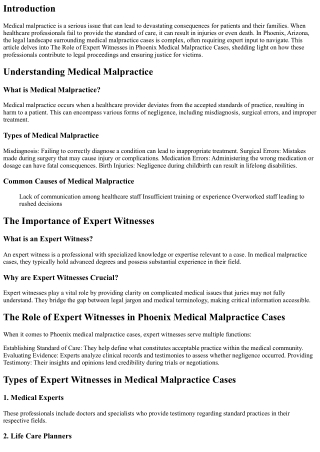 “The Role of Expert Witnesses in Phoenix Medical Malpractice Cases”