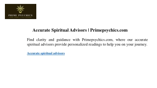 Accurate Spiritual Advisors Primepsychics.com