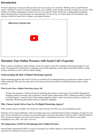 Maximize Your Online Presence with Social Cali's Expertise