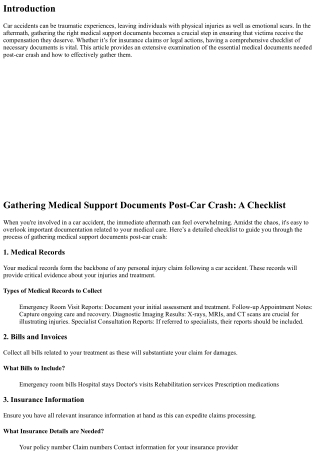 “Gathering Medical Support Documents Post-Car Crash: A Checklist”