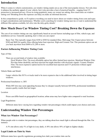 How Much Does Car Window Tinting Cost? Breaking Down the Expenses