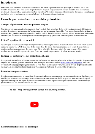 Conseils pour entretenir et prolonger la durée de vie de vos meubles présentoirs