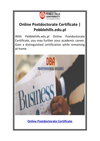 Online Postdoctorate Certificate  Pebblehills.edu.pl