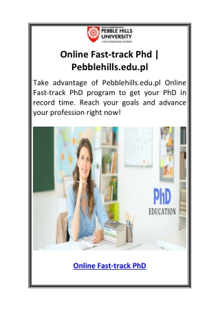 Online Fast-track Phd  Pebblehills.edu.pl
