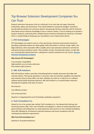 Top Browser Extension Development Companies You Can Trust
