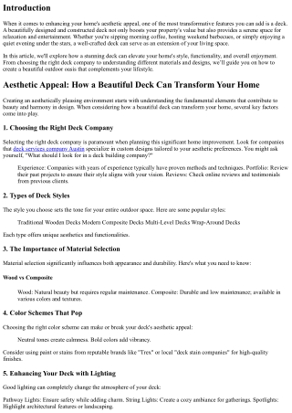 Aesthetic Appeal: How a Beautiful Deck Can Transform Your Home