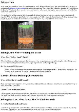 “Selling Rural vs Urban Land: Tips for Each Scenario”