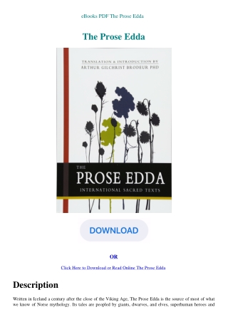 eBooks PDF The Prose Edda