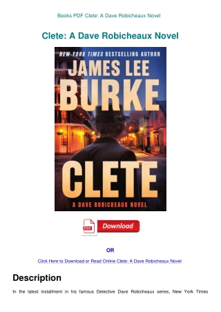 Books PDF Clete A Dave Robicheaux Novel