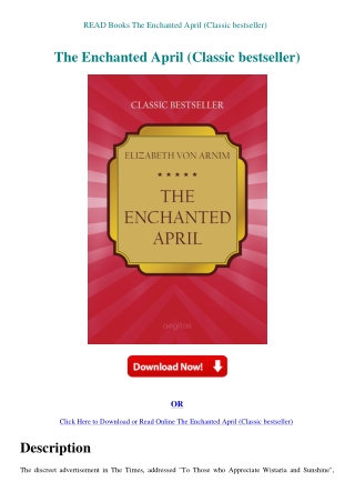 READ Books The Enchanted April (Classic bestseller)