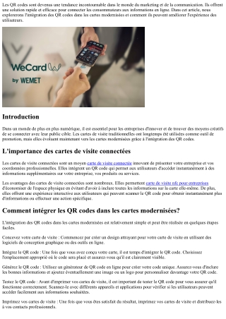 “L’Intégration des QR Codes dans les Cartes Modernisées!”