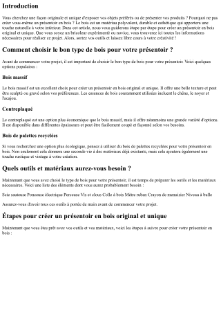 Comment créer un présentoir en bois original et unique