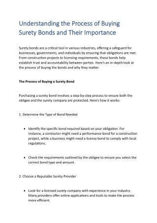Understanding the Process of Buying Surety Bonds and Their Importance