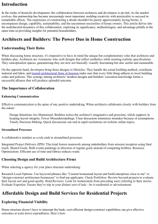 Architects and Builders: The Power Duo in Home Construction