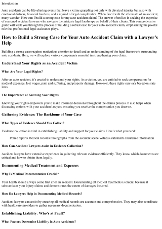 How to Build a Strong Case for Your Auto Accident Claim with a Lawyer’s Help