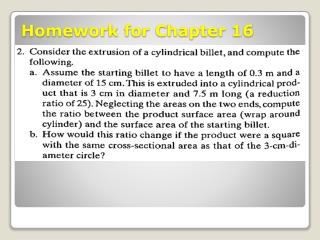 Homework for Chapter 16