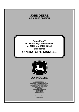 John Deere Power Flow™ HC Series High Performance for 48HC and 54HC EZtrak Operator’s Manual Instant Download (Publicati