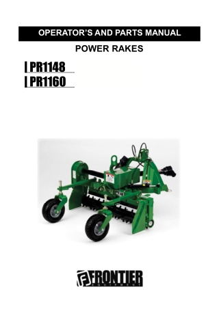 John Deere PR1148 PR1160 Power Rakes Operator’s and Parts Manual Instant Download (Publication No. 5SPP999600)