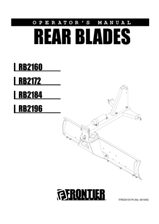 John Deere RB2160 RB2172 RB2184 RB2196 Rear Blades Operator’s Manual Instant Download (Publication No. 5TMC6010017K)