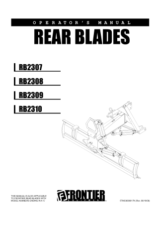 John Deere RB2307 RB2308 RB2309 RB2310 Rear Blades Operator’s Manual Instant Download (Publication No. 5TMC8090017K)